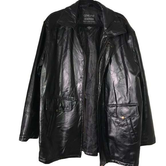 {Navarre} black Genuine Leather Jacket - Picture 1 of 8